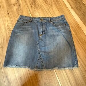 LA Blues Denim Skirt Women Size 10 A Line Frayed Hem Casual Jean Mini Skirt‎